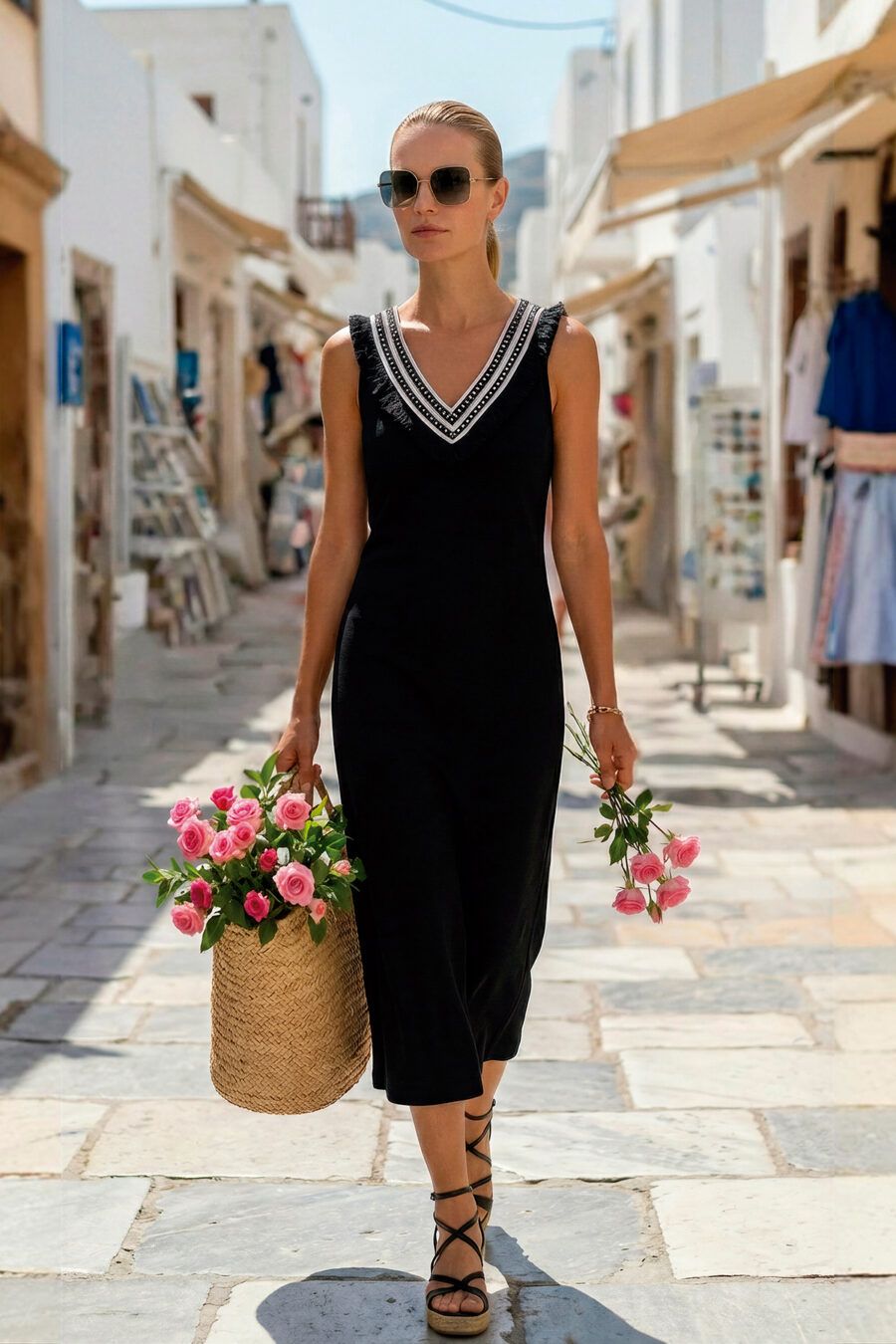 Vestido negro bordado