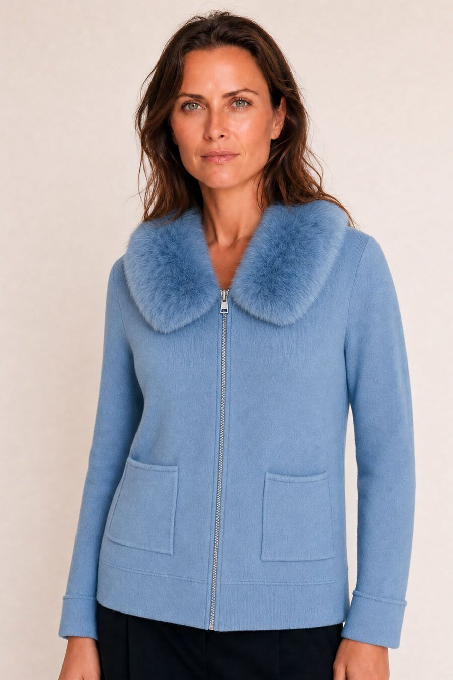 CHAQUETA PELO (CELESTE)